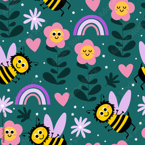  Bee seamless pattern for kids