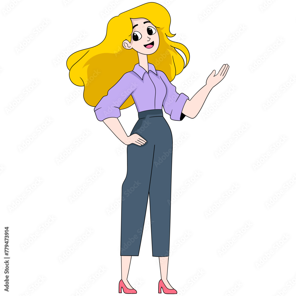 beautiful girl gesturing to explain information beautiful girl gesturing to explain information