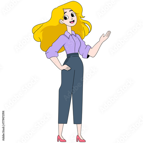 beautiful girl gesturing to explain information