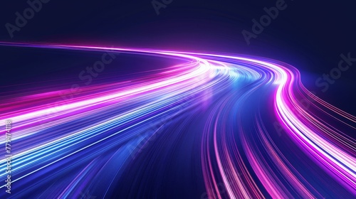 Vivid motion blur of neon lights forming dynamic streaks in the night, creating a sense of speed and energy flow in darkness - Concept of velocity, nightlife, and abstract expression