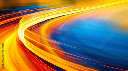 Abstract motion blur effect creating a whirl of warm orange and cool blue, symbolizing the fusion of fire and ice - Concept of contrast, balance, and abstract art