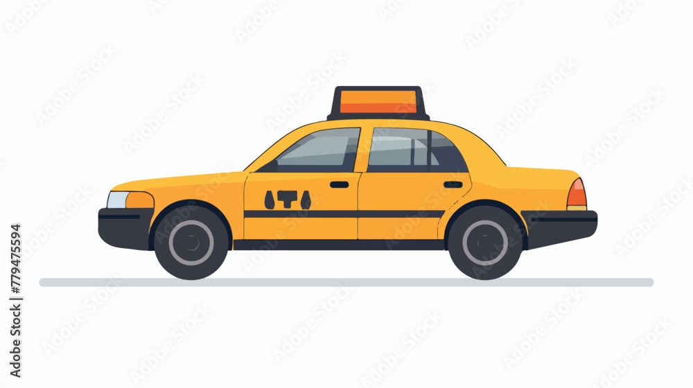 Taxi vehicle isolated icon flat vector isolated on whi