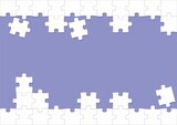 White Jigsaw Puzzle Frame Background Template Purple Background Vector Illustration