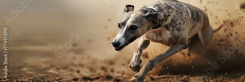 A graceful greyhound sprinting at full speed, Graceful Speed: Greyhound Sprinting with Agility