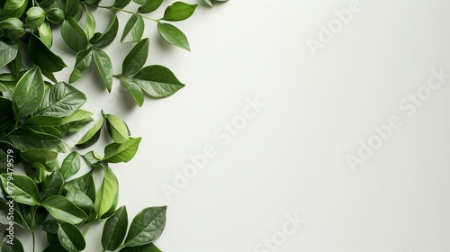 White wall for mock up with leaves