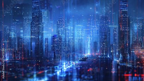 Wallpaper Mural An abstract interpretation of a city skyline at night  AI generated illustration Torontodigital.ca