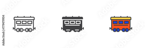 Railroad train different style icon set