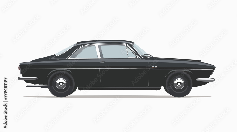 Rendered illustration of a black car flat vector isolated