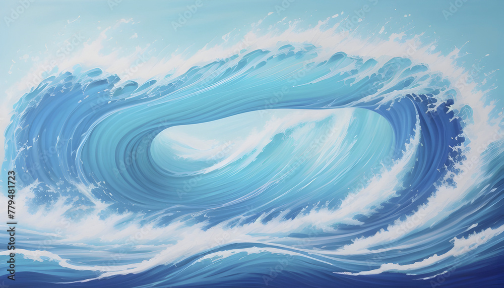 Oil painting of colorful wave background.