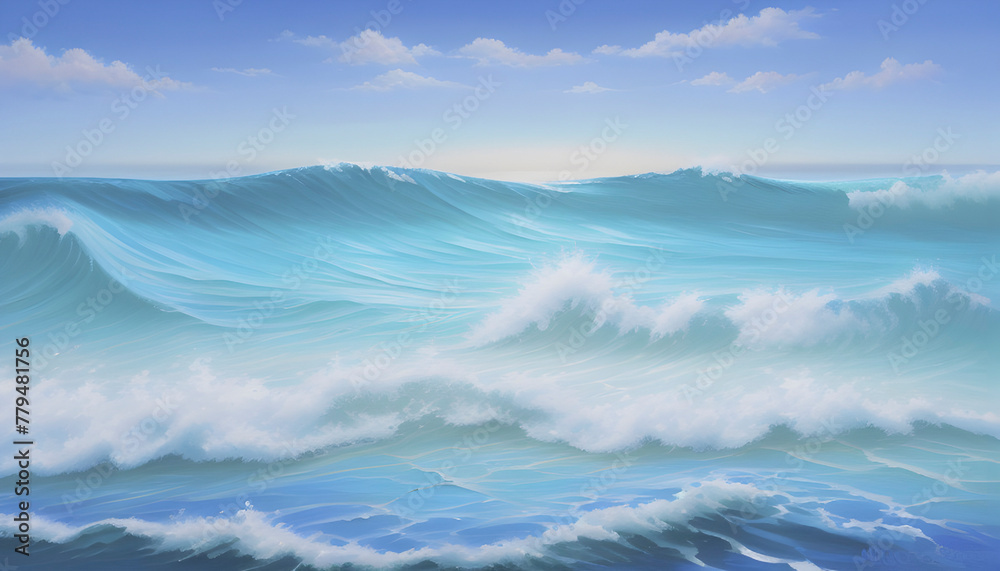 Oil painting of colorful wave background.
