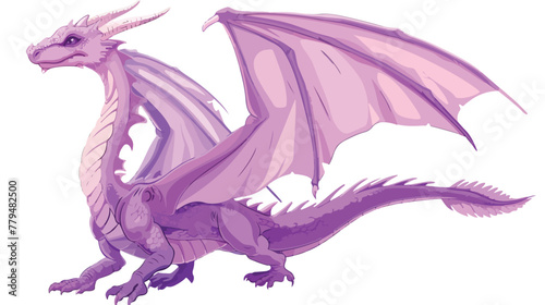 Lilac dragon flies up. Vector illustration on white 