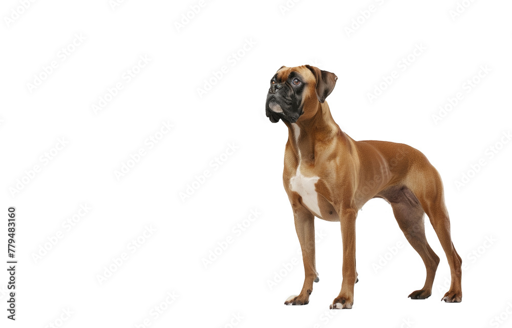 Alert Boxer Dog in Stand Position on Transparent Background