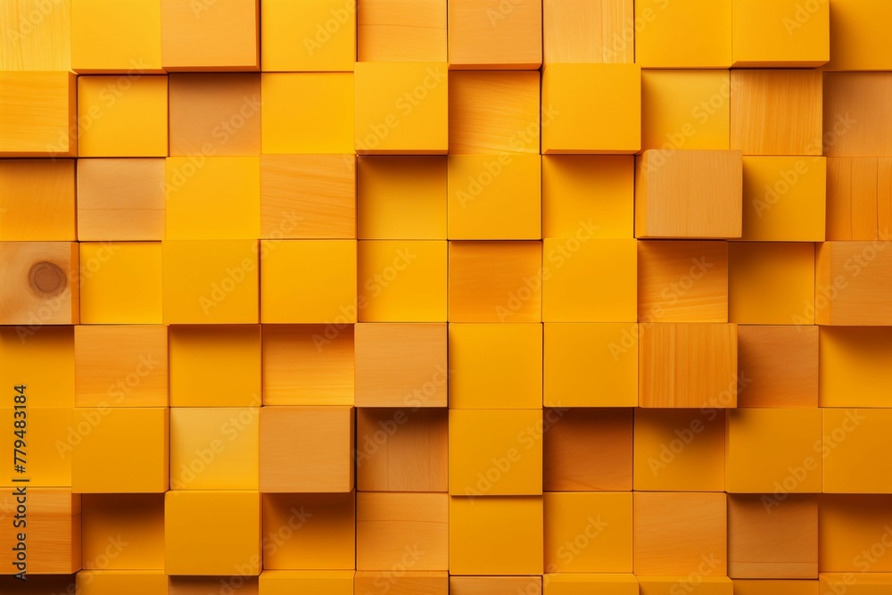 Yellow Wooden Cubes Blocks Background. Generative AI Yellow Wooden Cubes Blocks Background. Generative AI