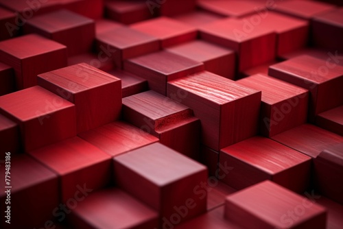 Red Wooden Cubes Blocks Background. Generative AI