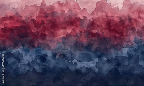 abstract watercolor painted background, dark blue red photo