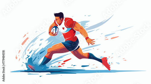 Man rugby player. Sports banner Flat vector isolated photo