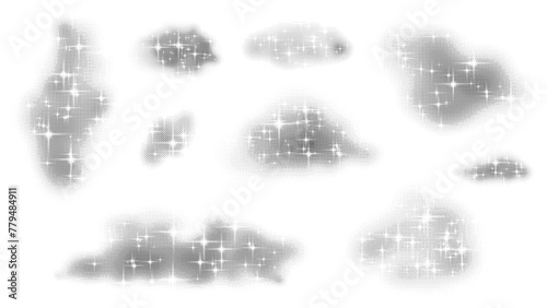 キラキラ雲のハーフトーン素材集