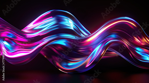 Abstract fluid iridescent holographic neon wave in motion 