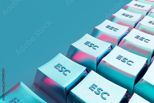 3D render of escape computer keys over blue background photo