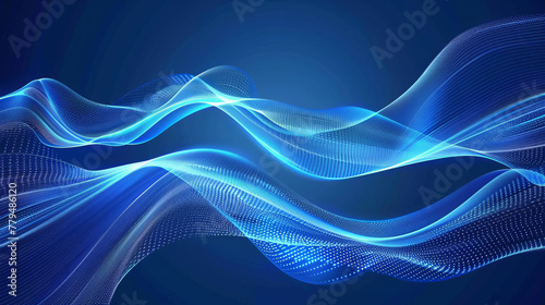 Abstract blue background with flowing lines for technology concept. Dynamic waves. vector illustration.