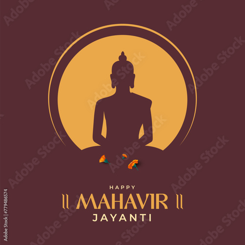 Happy Mahavir Jayanti Festival Vector Design Background Template © BappiDeb