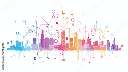 Smart city wireless communication network gradient photo