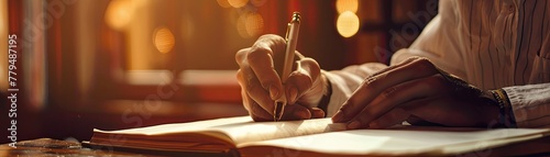 A novelist signing their first published book a personal victory in the world of literature