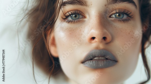Close up young beautiful woman with grey lipstick © Vahram