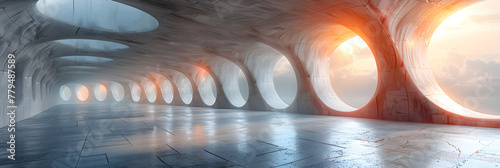 burning gas stove in a factory, 3D render of abstract futuristic architecture without line 