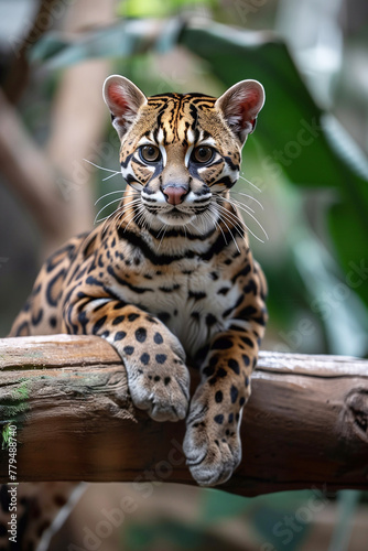 ocelot on a tree branch