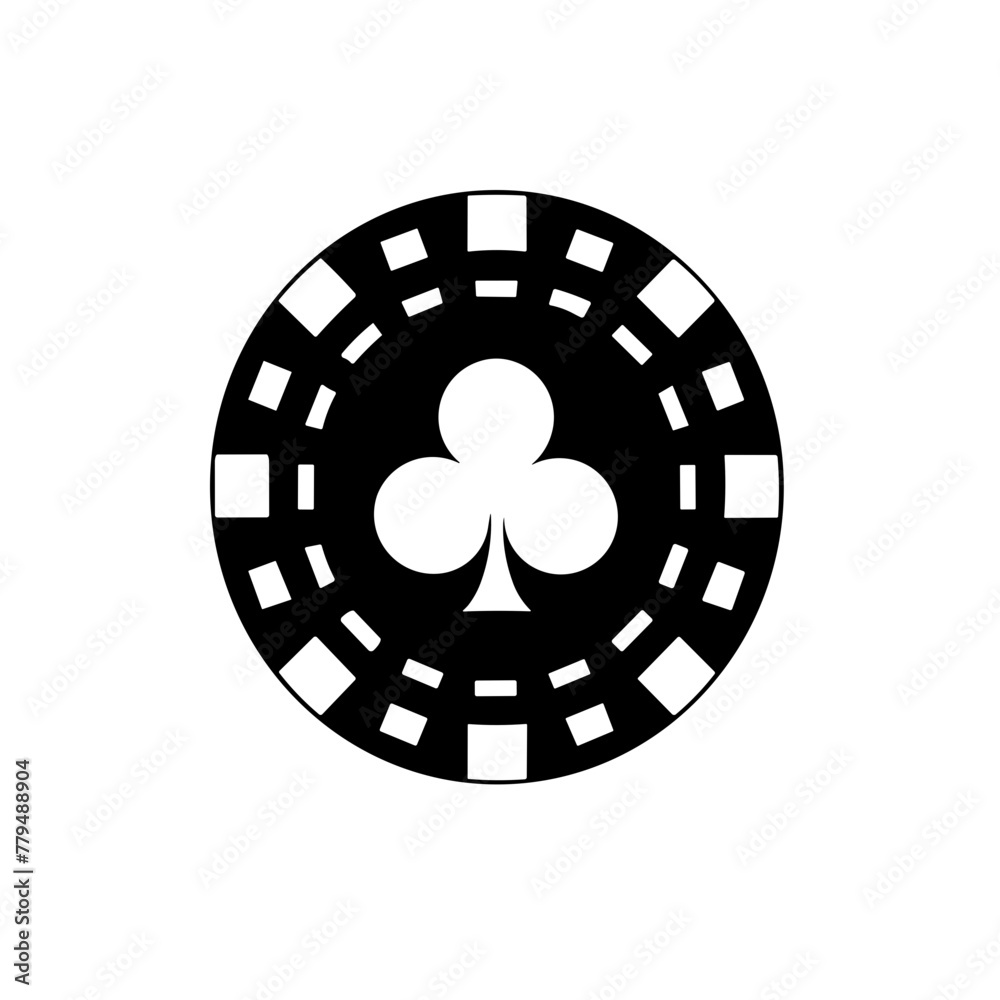 Simple clover poker chip black flat isolated icon. Simple clover poker chip black flat isolated icon.