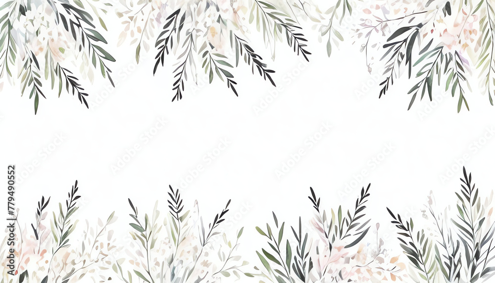 watercolor black leaves pastel background
