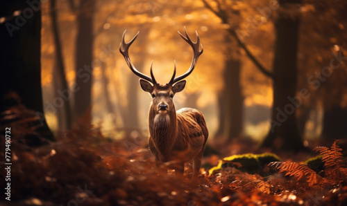 A majestic deer in a beautiful autumn forest © Filip