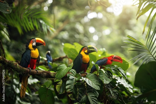 Exuberant wildlife in the  Rainforest with diverse foliage, Ai generated © Tanu