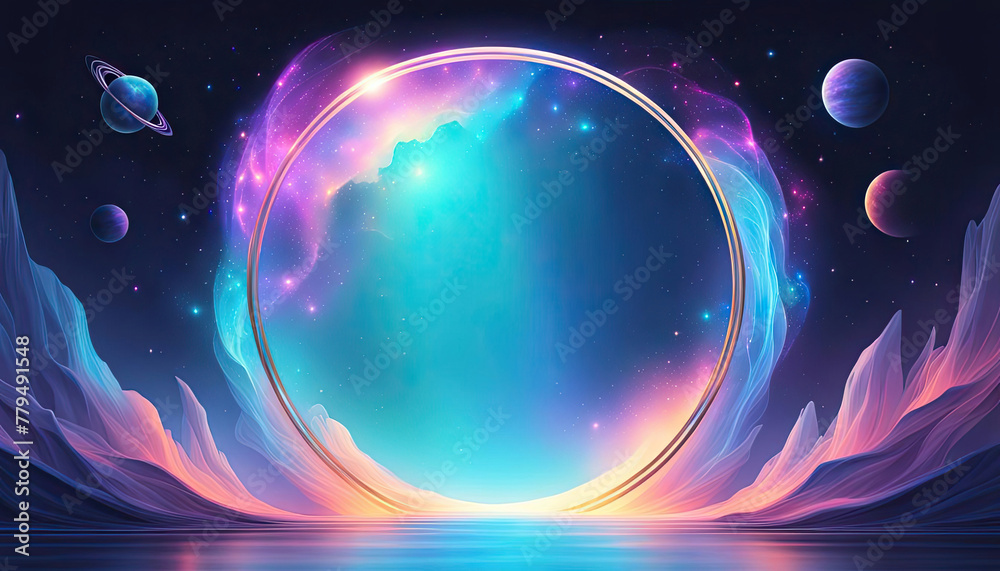 Beautiful cosmic portal for new year goals or horoscope with copy space