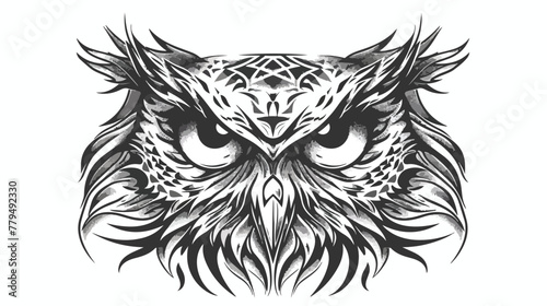 Portrait of an owl. Owls Head. Abstract bird. Print.