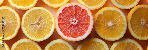 Fresh slices of citrus fruits, bursting with juicy goodness, offer a vibrant and healthy refreshment