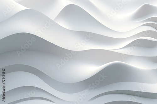 Close up of abstract white paper or fabric flooded in wavy line surface pattern, background and wallpaper. Generative AI.