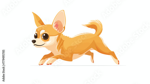 Vector cartoon character running chihuahua dog
