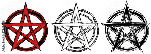 Set pentagram icon sign. Spiritual and mystical symbol design vector illustration