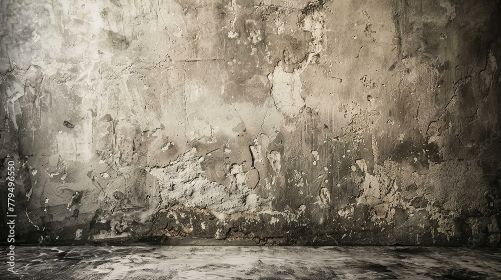 Rough cement wall in a studio room, crafting a loft-style grunge background for dynamic and engaging product displays
