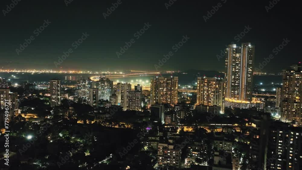Aerial view of Mumbai city at night. Mumbai night view cityscape. Central Mumbai's cityscape and skyline- Lalbaug-Parel, Lower Parel, Worli, Curry Road, Prabhadevi. Aerial view of Mumbai city at night. Mumbai night view cityscape. Central Mumbai's cityscape and skyline- Lalbaug-Parel, Lower Parel, Worli, Curry Road, Prabhadevi.
