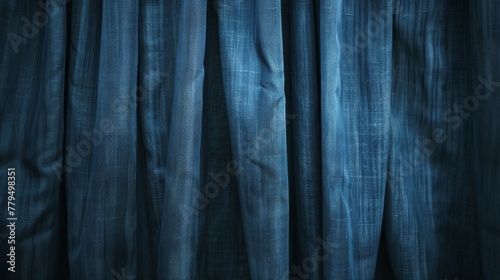 dark blue curtains, wool, extreme close up, fabric, straight, frontal