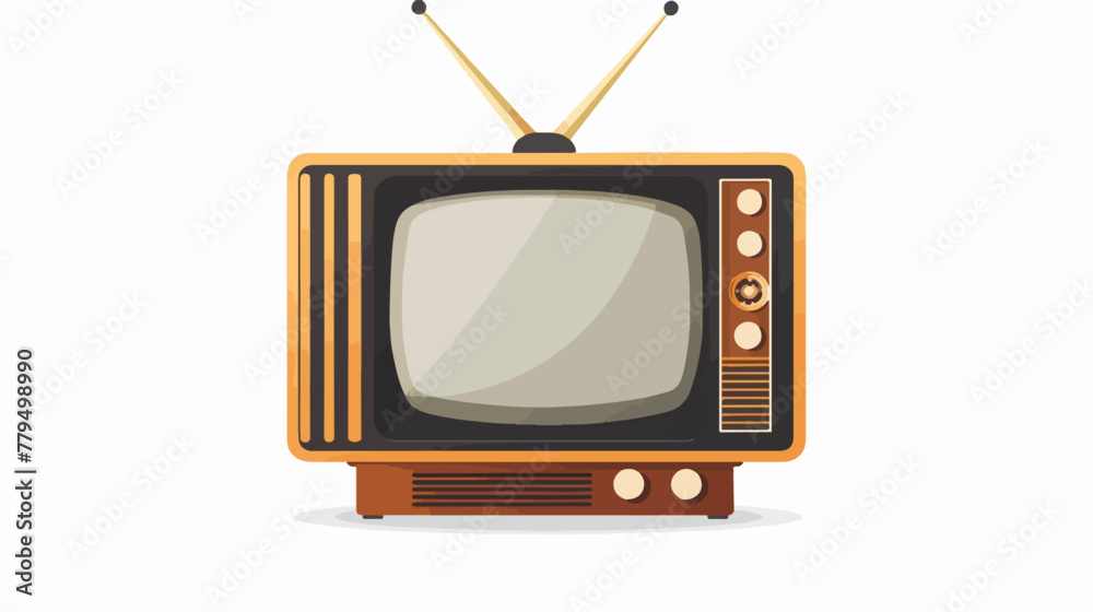 Vector retro television set icon flat vector isolated
