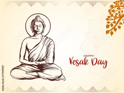 Beautiful Happy Vesak day or buddha purnima festival card design