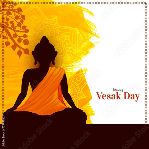 Happy Buddha purnima or Vesak day card with gautam buddha design