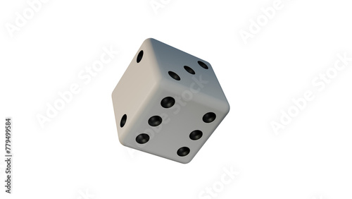 a white dice with black spots on it