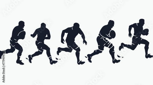 Rugby men players silhouette Flat vector isolated 