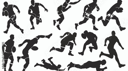 Rugby sports athlete silhouettes. Good use for symbol