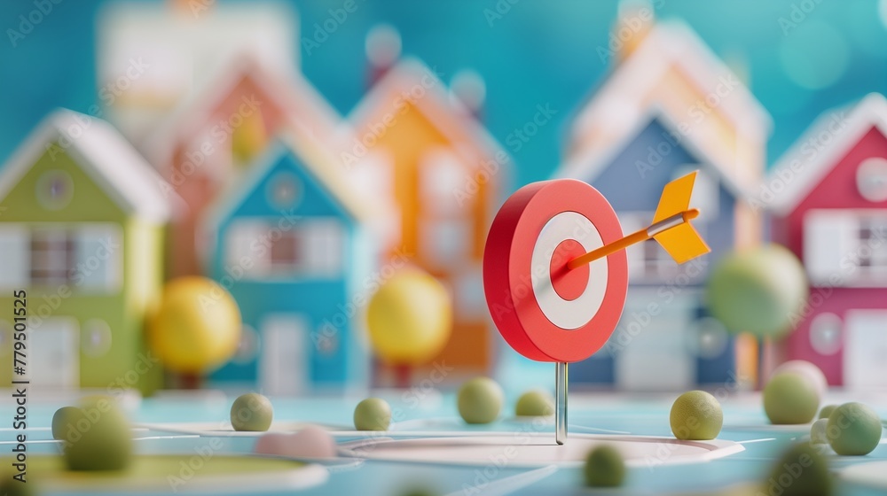 Successful real estate sales concept, featuring a symbolic arrow